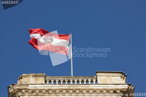 Image of Austrian Flag In The Wind
