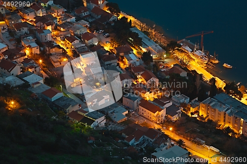 Image of Mediterranean town at night