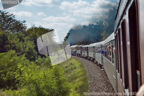 Image of Train journey with steam locomotive