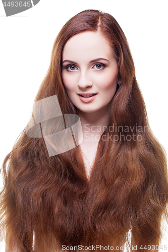 Image of Beautiful girl with long red brown hair