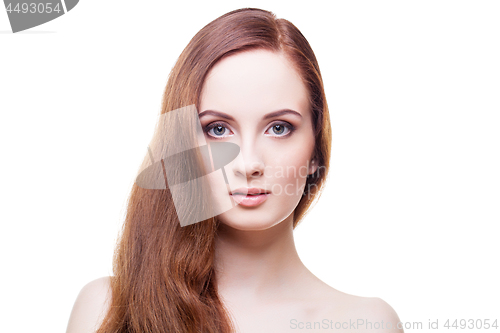 Image of Beautiful girl with long red brown hair