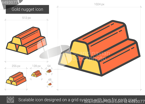 Image of Gold nugget line icon.