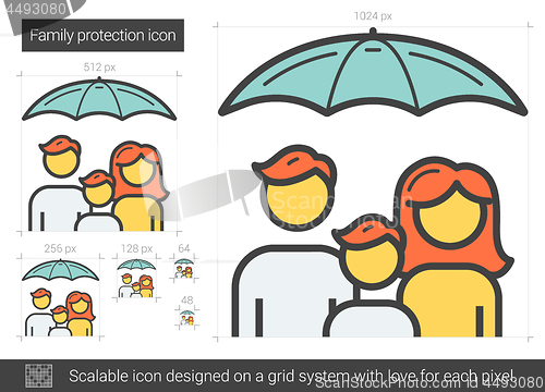 Image of Family protection line icon.