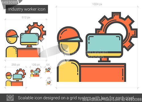 Image of Industry worker line icon.