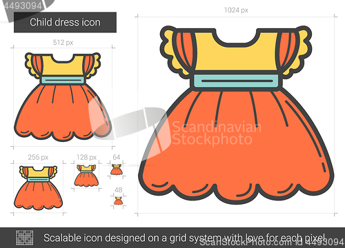Image of Child dress line icon.