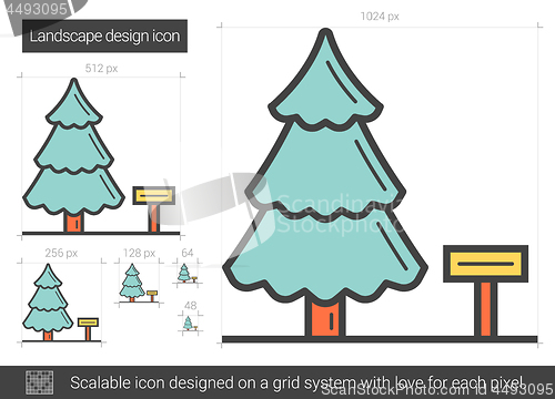 Image of Landscape design line icon.