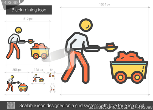 Image of Black mining line icon.