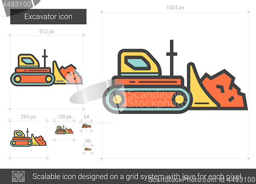 Image of Excavator line icon.