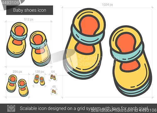 Image of Baby shoes line icon.