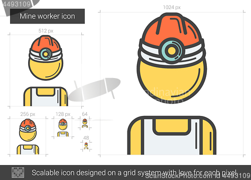 Image of Mine worker line icon.