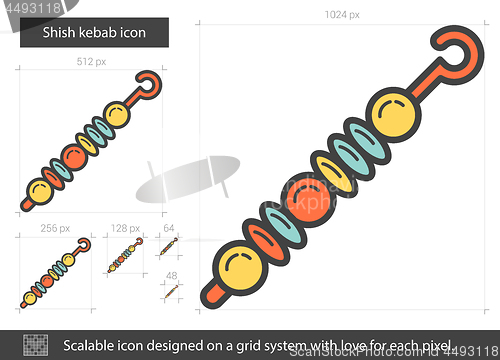 Image of Shish kebab line icon.