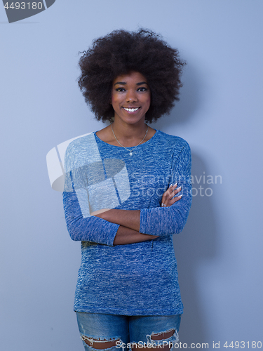 Image of portrait of a beautiful friendly African American woman