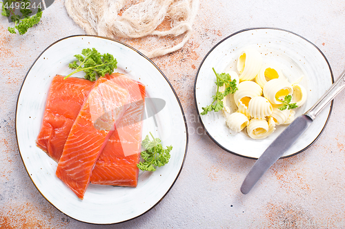 Image of salmon fish and butter 