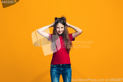 Image of The squint eyed teen girl with weird expression