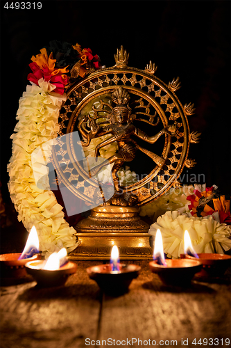 Image of Shiva Nataraja with Diwali lights