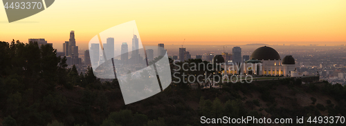 Image of Beautiful Light Los Angeles California Downtown City Skyline Urb