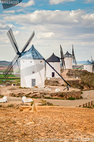 Image of Traditional old windmills in Consuegra, Spain