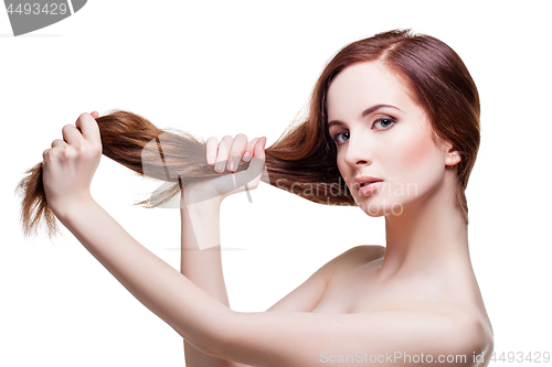 Image of Beautiful girl with long strong hair