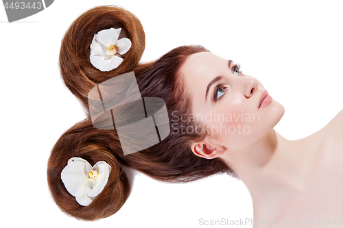 Image of Beautiful girl with long red hair