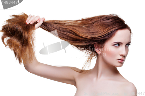 Image of Beautiful girl with long strong hair