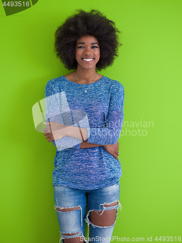 Image of black woman isolated on a Green background