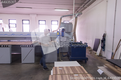 Image of workers in a factory of wooden furniture