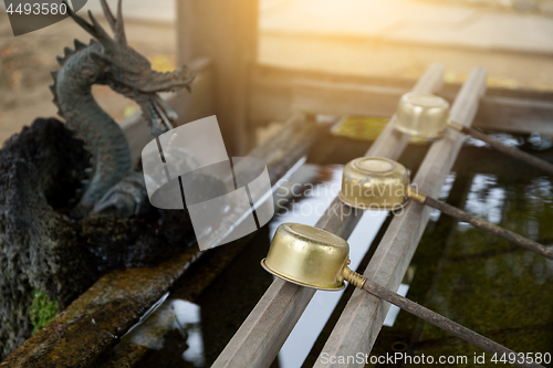 Image of Bamboo fountain in japanese temple