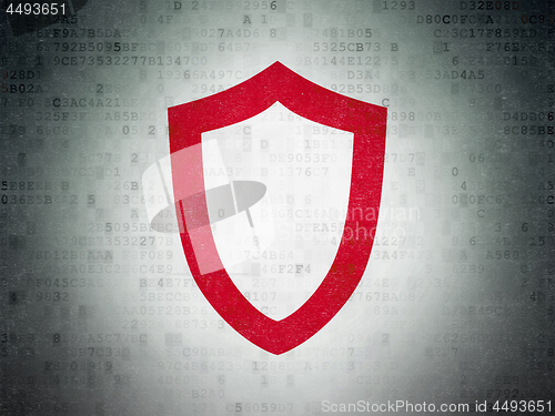 Image of Security concept: Contoured Shield on Digital Data Paper background