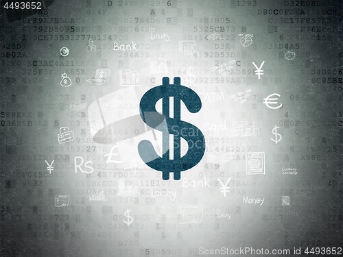 Image of Currency concept: Dollar on Digital Data Paper background