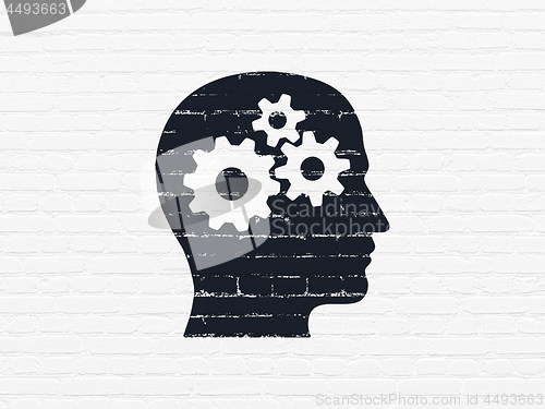 Image of Business concept: Head With Gears on wall background