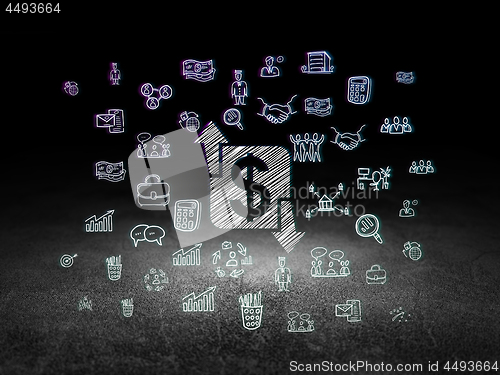 Image of Business concept: Finance in grunge dark room