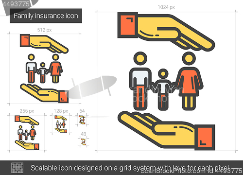 Image of Family insurance line icon.