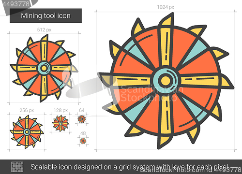 Image of Mining tool line icon.