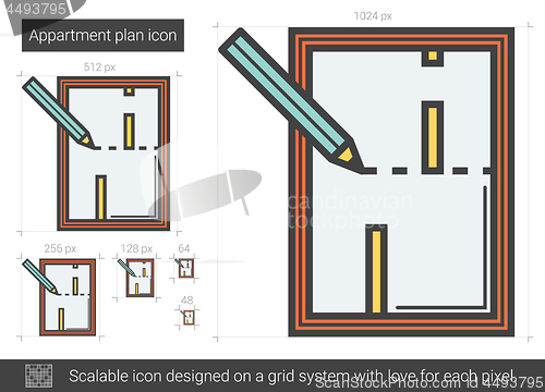 Image of Apartment plan line icon.