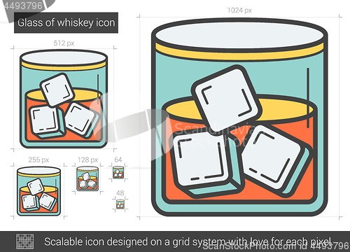 Image of Glass of whiskey line icon.