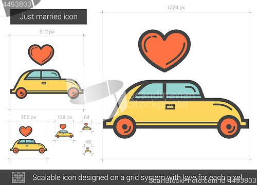 Image of Just married line icon.