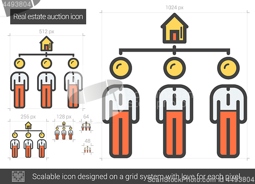 Image of Real estate auction line icon.