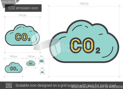 Image of CO2 emission line icon.