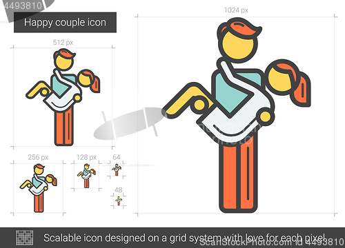 Image of Happy couple line icon.