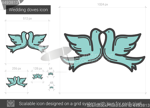 Image of Wedding doves line icon.