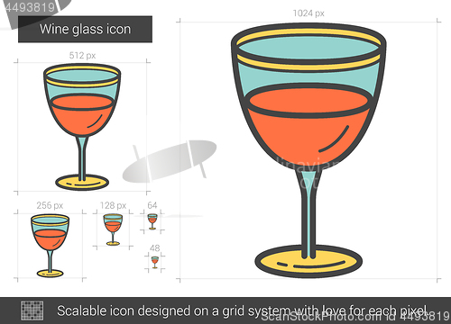 Image of Wine glass line icon.