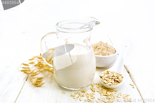 Image of Milk oatmeal in jug on light table