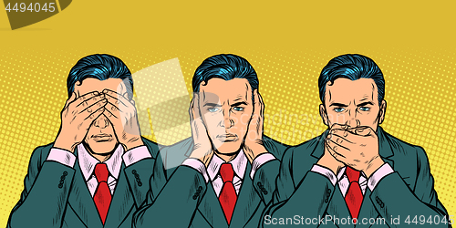Image of Not see say look concept man businessman