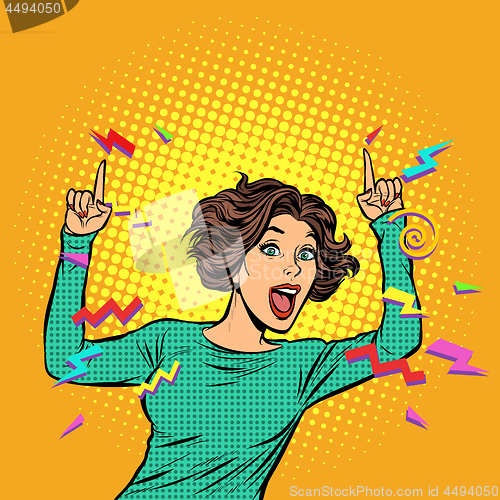 Image of pop art woman pointing finger