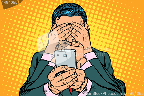 Image of Internet censorship concept. man with smartphone