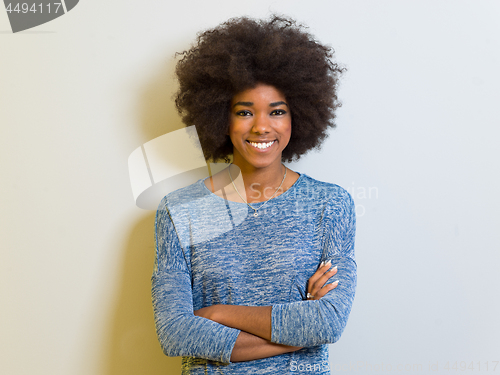 Image of portrait of a beautiful friendly black woman