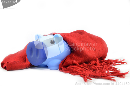 Image of Piggy bank wearing scarf