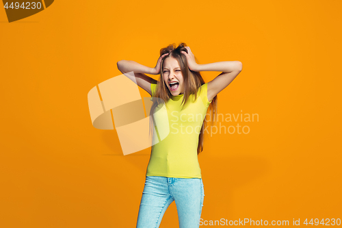 Image of The squint eyed teen girl with weird expression