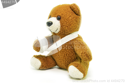 Image of Injured teddy bear with bandages