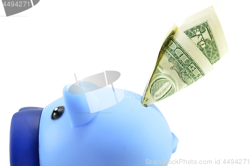 Image of Blue piggybank with US dollar